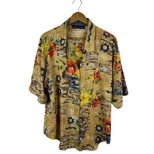 Alexander Campbell Vintage‎ Hawaiian Shirt Size 16 Floral Button Up Aloha Island
